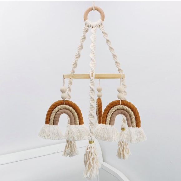 Rainbow Baby Mobile Hanging Macrame Baby Mobile Nursery Boho Decor Unisex - Picture 2 of 3